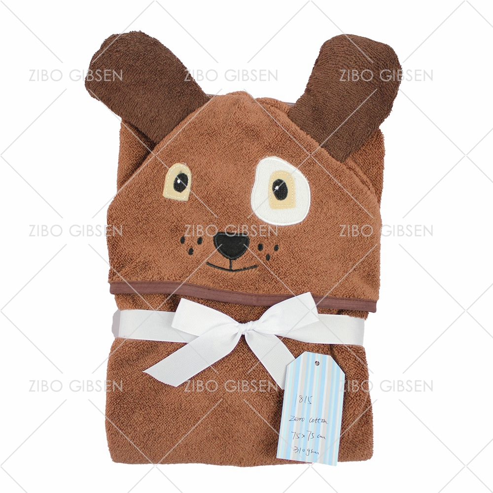 100% terry cotton animal design baby bath hooded towel