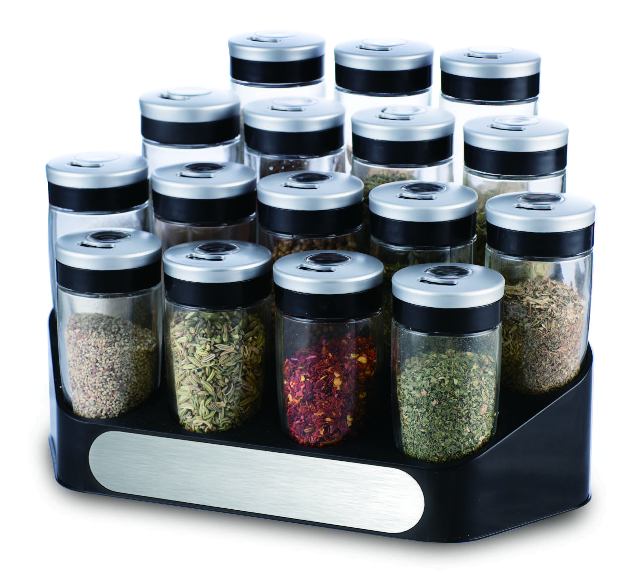 SinoGlass 16 Jars Spice Rack Set