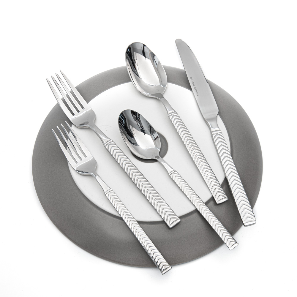 Contemporary classic hotel restaurant wedding daily tableware cutlery set stainless steel flatware set 30 pcs