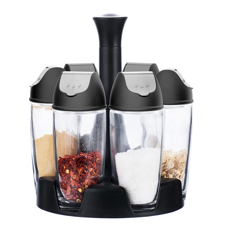 SinoGlass 6 Jars Spice Rack Set