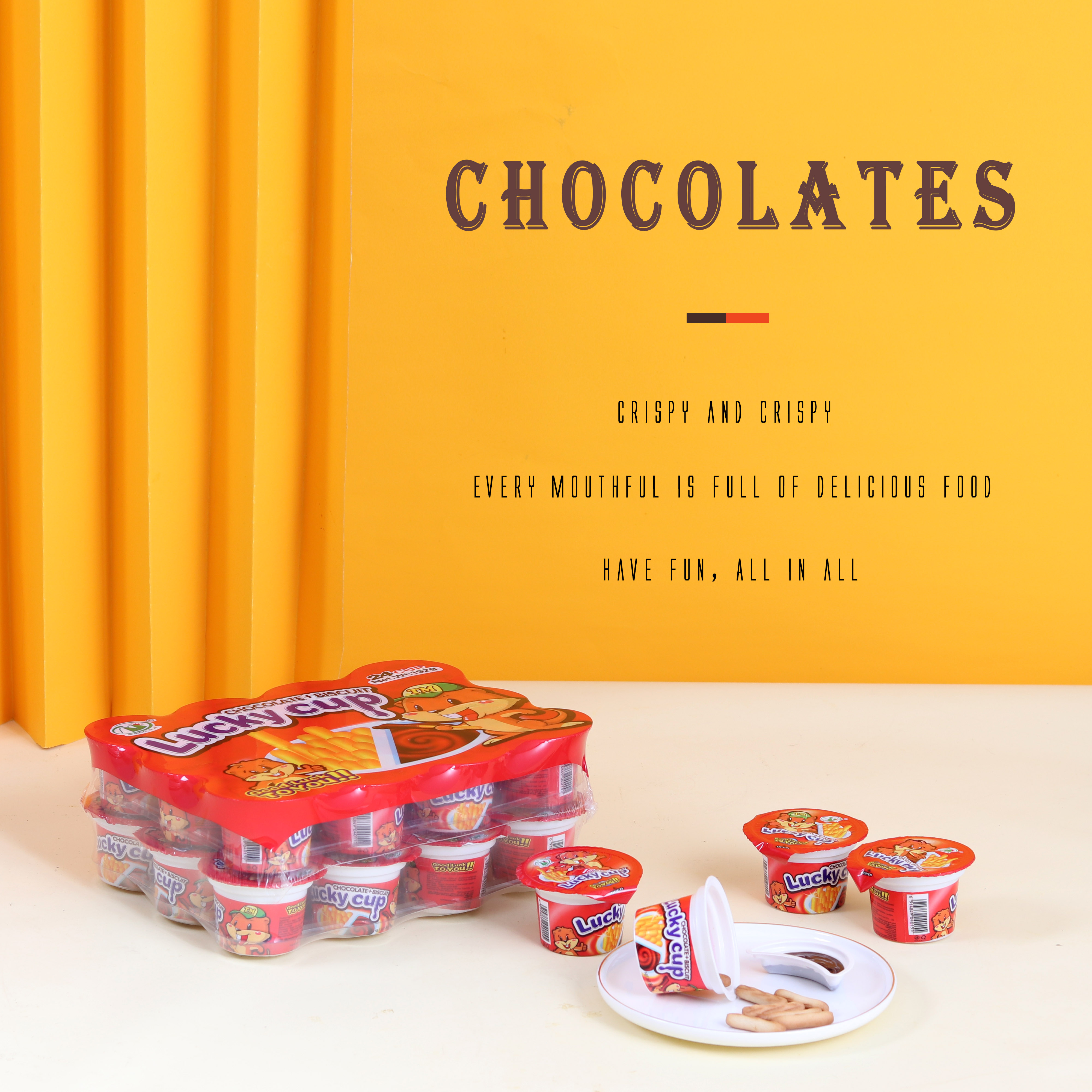 CHOCOLATE CREAM WITH BISCUIT STICK CUP 8gX24pcs