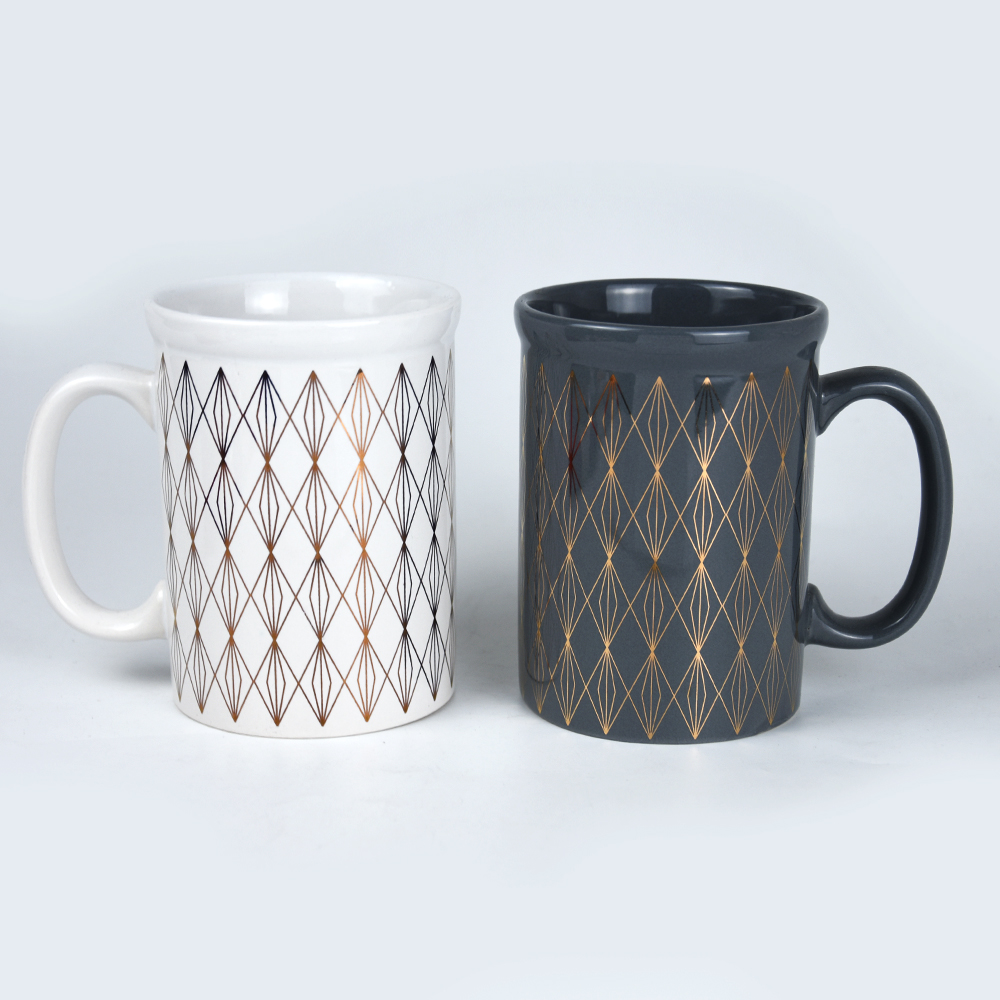 20oz Can Shape Mug with Gold Geometric Pattern