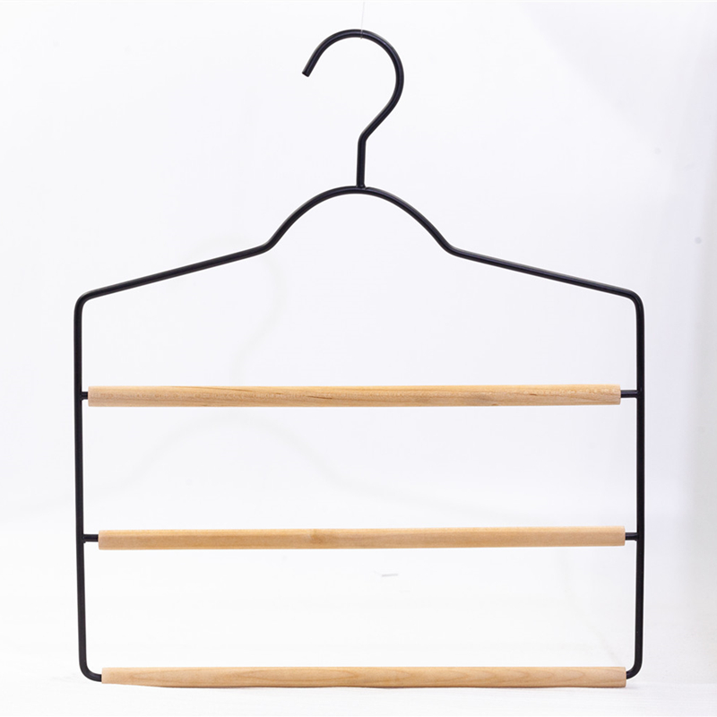 Power Coating Metal plus Wood Combination Pant Hanger
