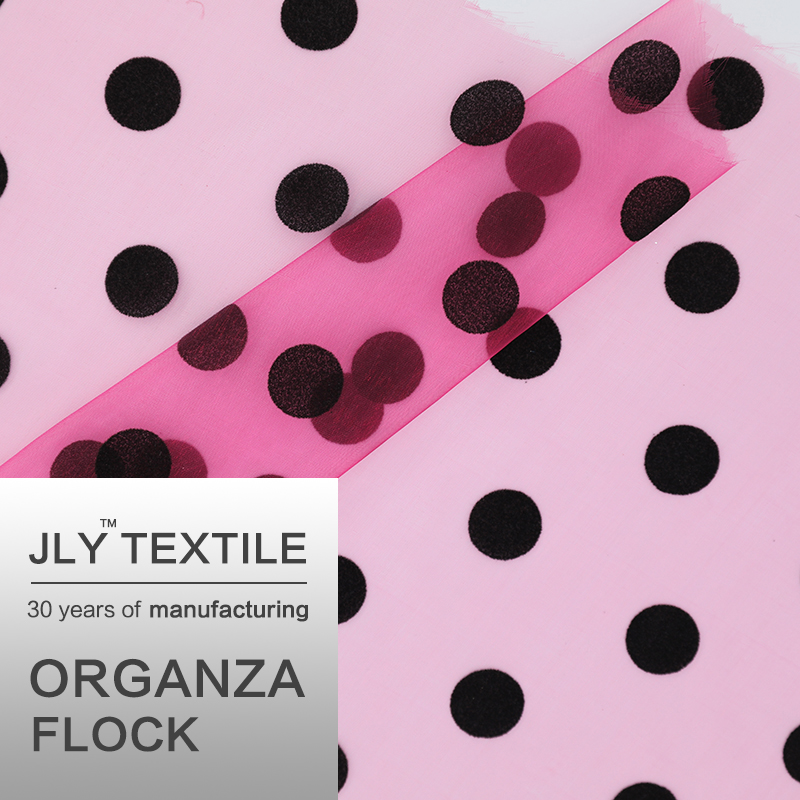 JLY Organza Fabric, Dot Pattern Flock Black For Wedding Party Gift Decorations