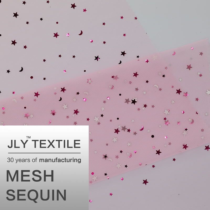 JLY Mesh Sequin Star Pattern Pink