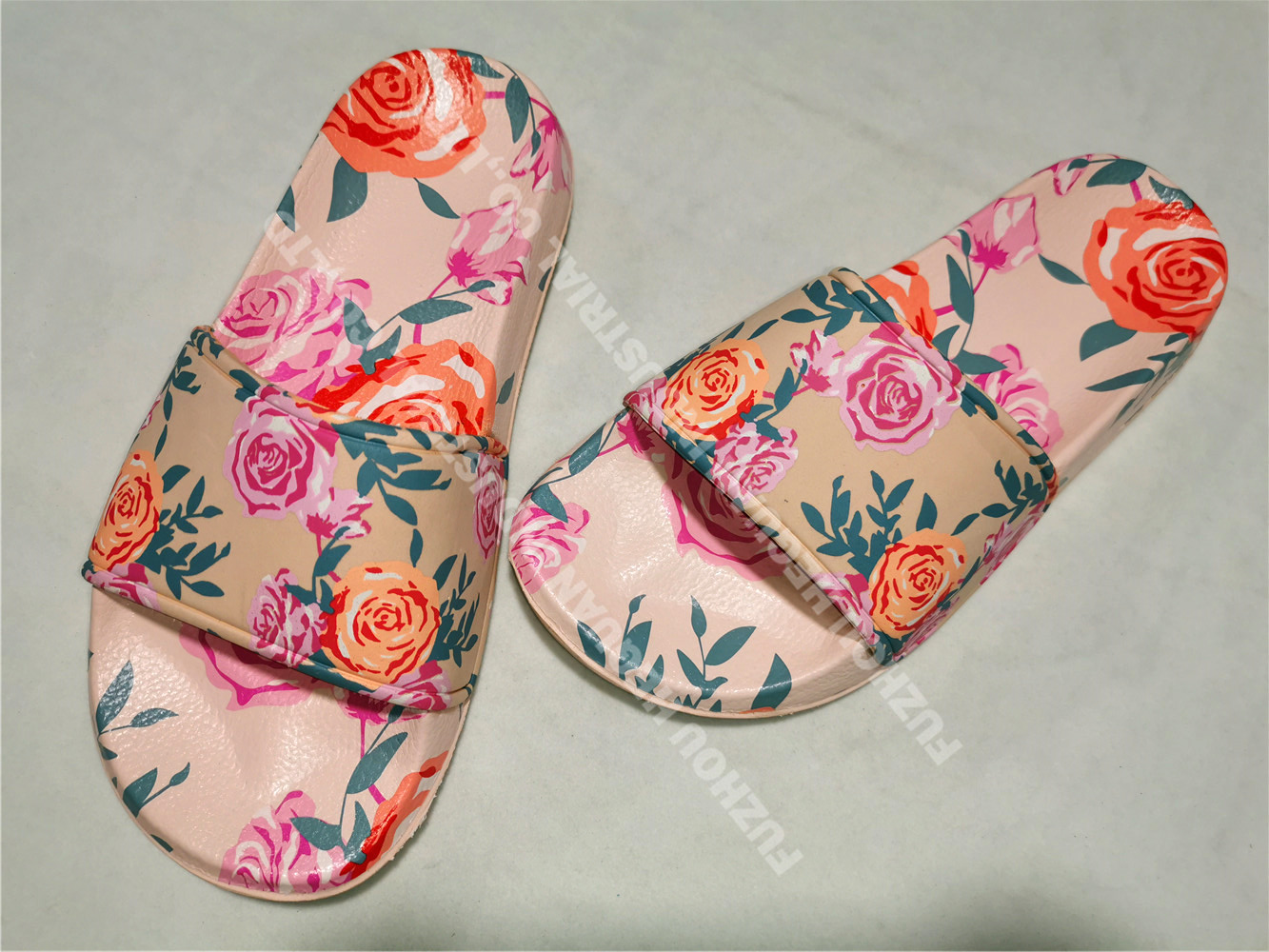Flower printing insole lady slider slipper