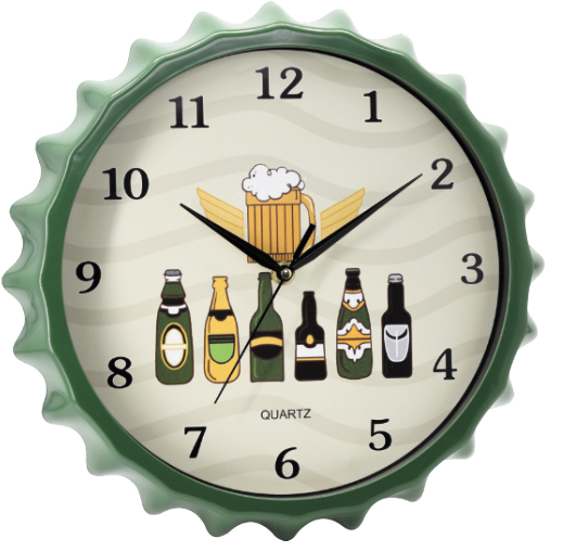 wall clock; quartz clock; modern design;simple round clock; 13inch 33cm，beer clock，creative clock