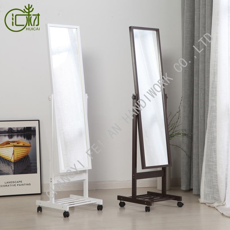 Modern home bedroom furniture standing dressing mirror with wheels for convenient life