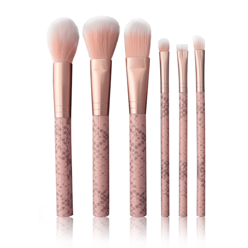 6 PCS cosmetic brush sest with plastic handle and synthetic hair