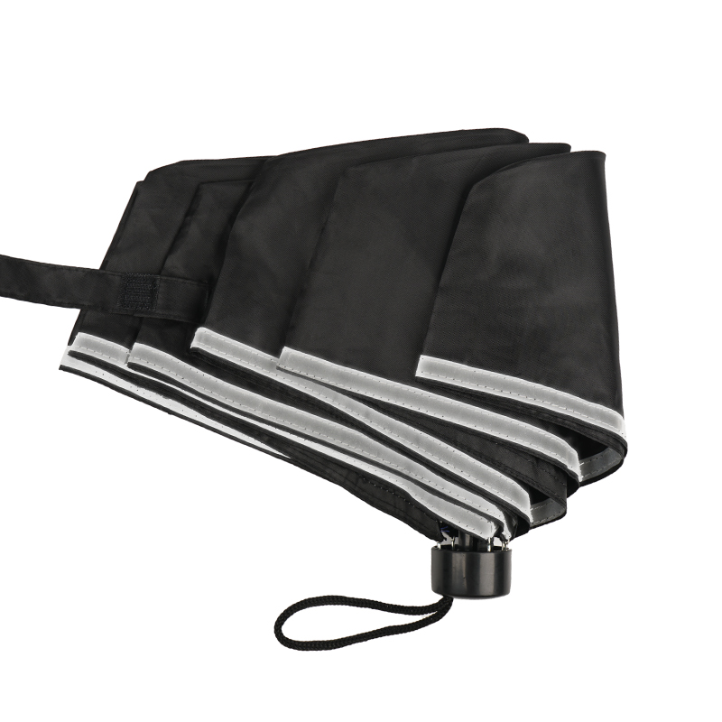 Reflective tri-folding hand open mini umbrella
