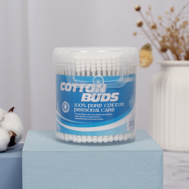 Paper cotton buds in round monobloc PP canister