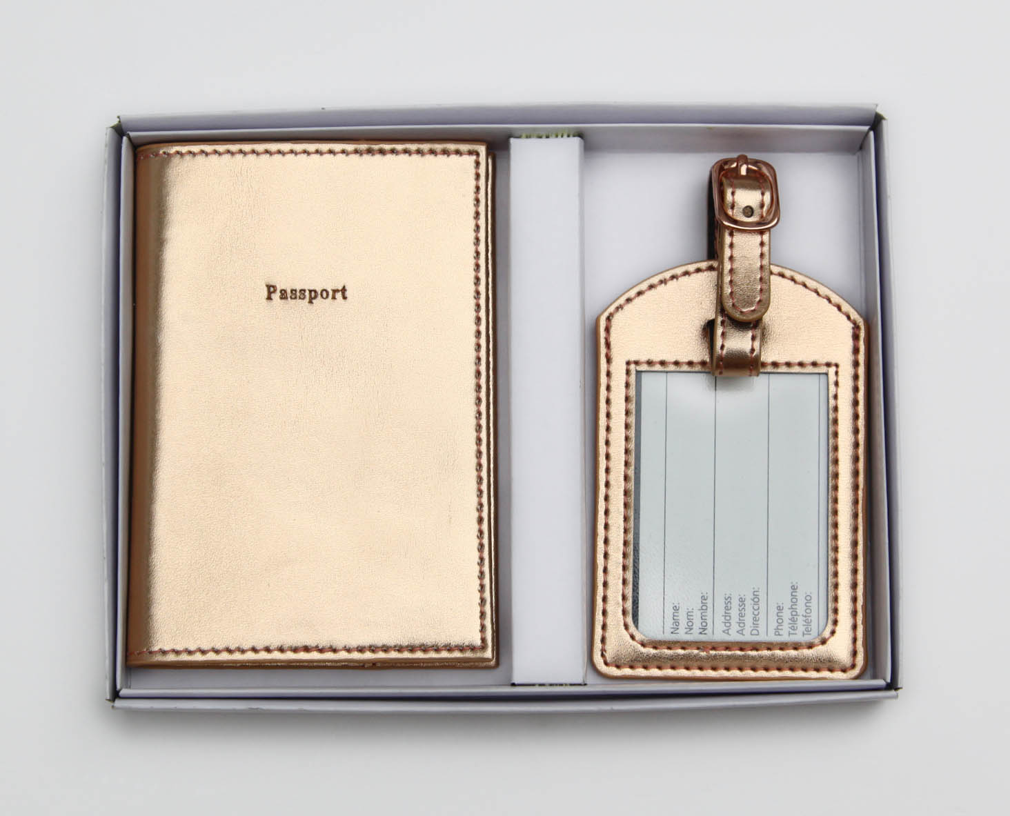 Rose gold travel set