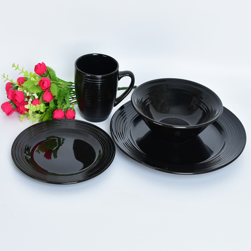 16pcs ceramic embossed dinner set