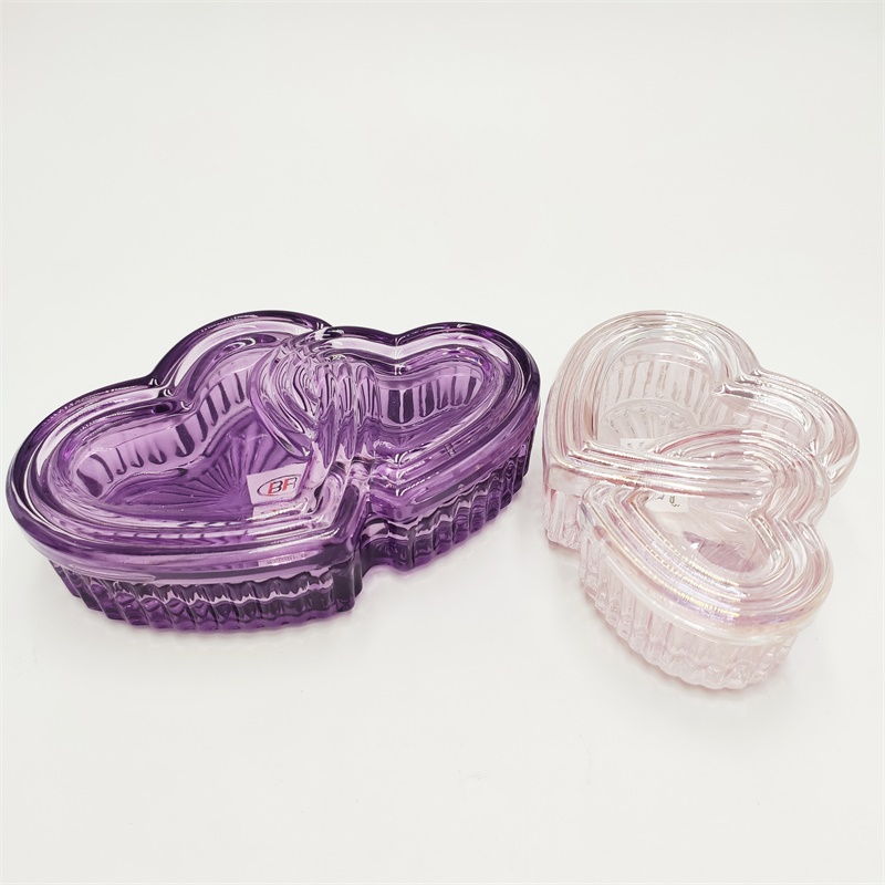 Valentine gift heart shaped glass candy jar heart to heart elegant glass gift box