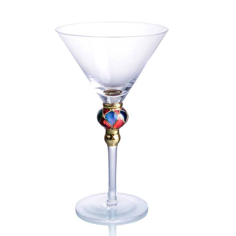 Retro Clear Glass Martini with Colorful Bead