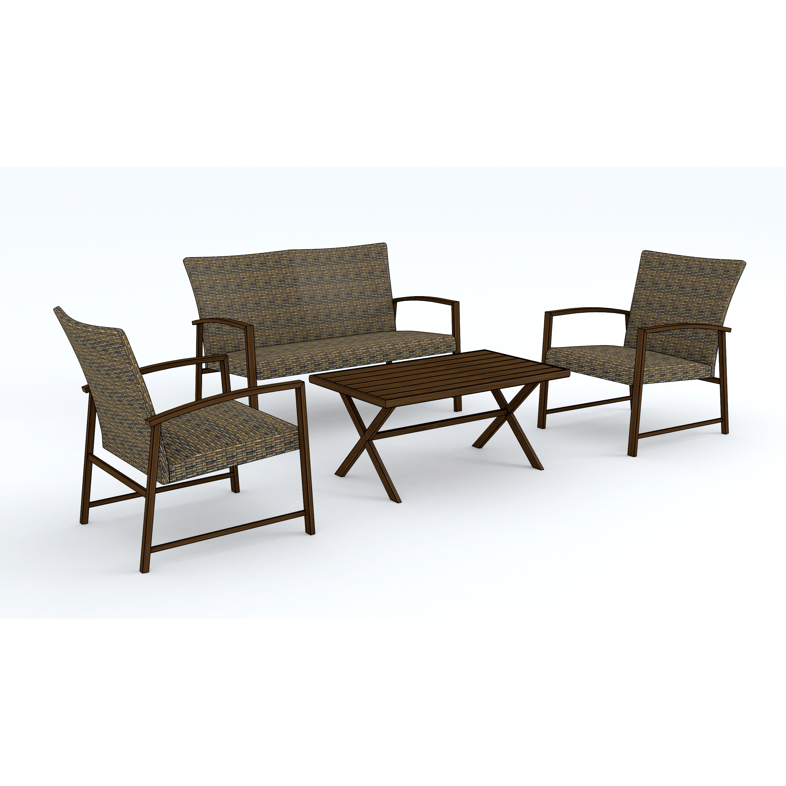 4-pc steel wicker conversation set with built-in instant dry foam