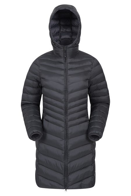 Womens long down padded jacket