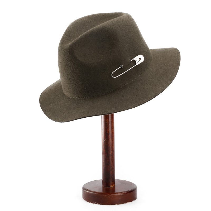 Simple Pin Decoration Men Fedora Hat Wool Felt Hat
