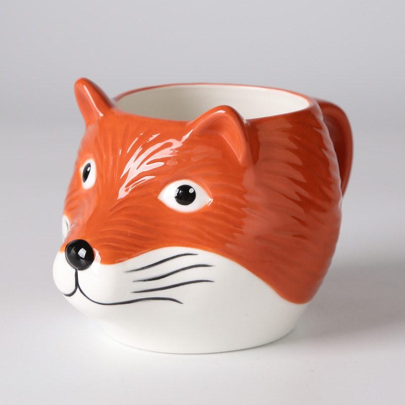 Graphic mug, fox, hand paint,360ml