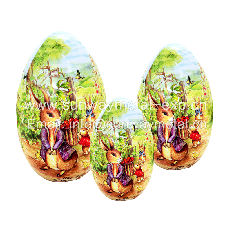 Egg shaped tin box Easter gifts packaging
