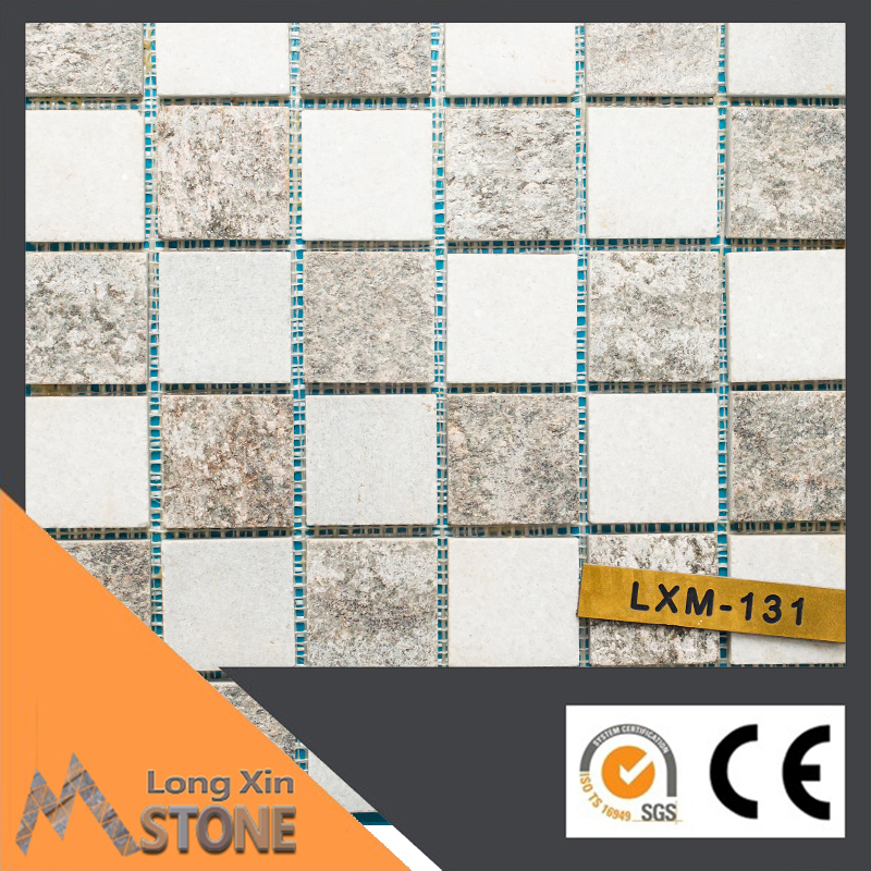 Natural pure white quartzite cubic stone mosaics tile 305X305 CM