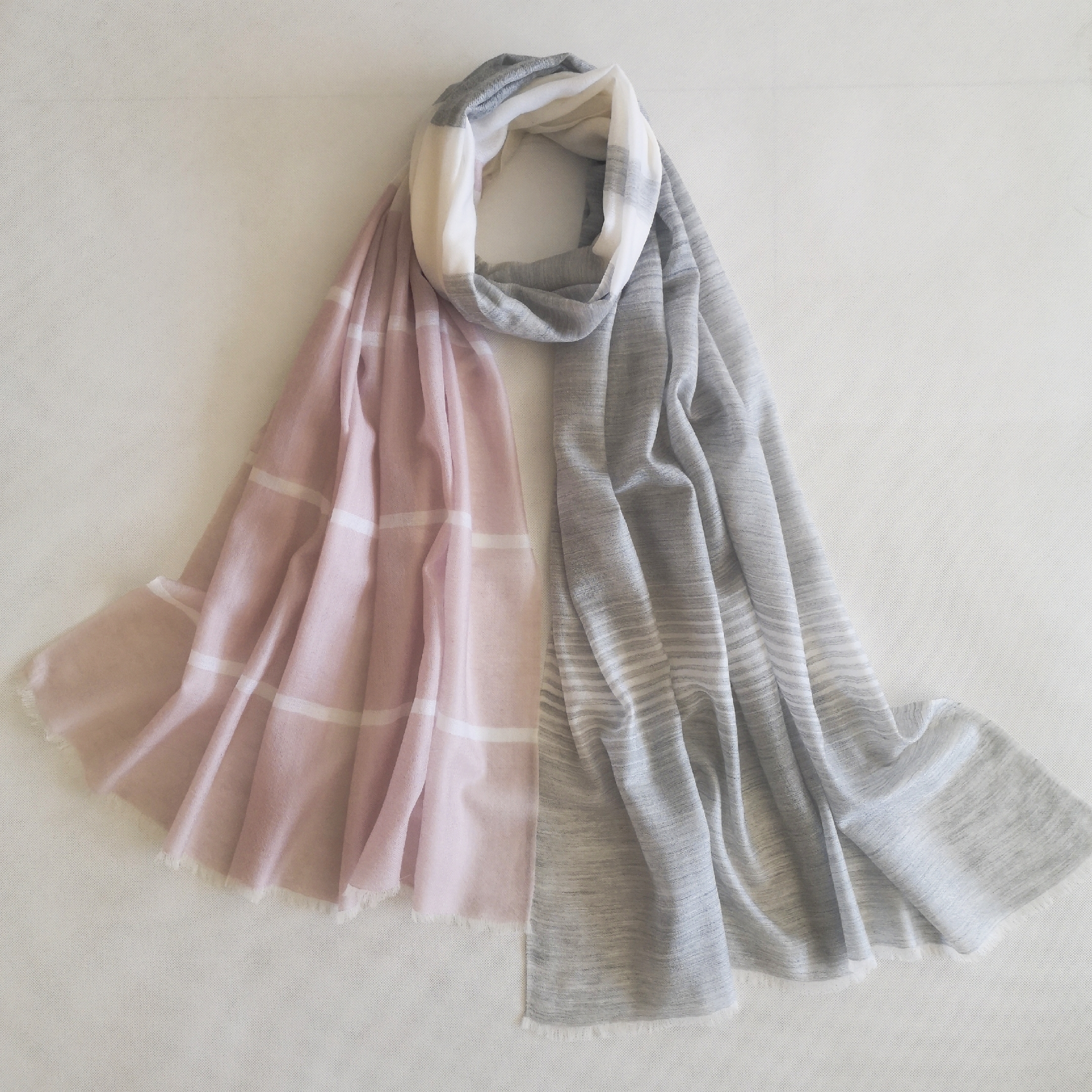 New Worsted water soluble Wool Plaid shawl