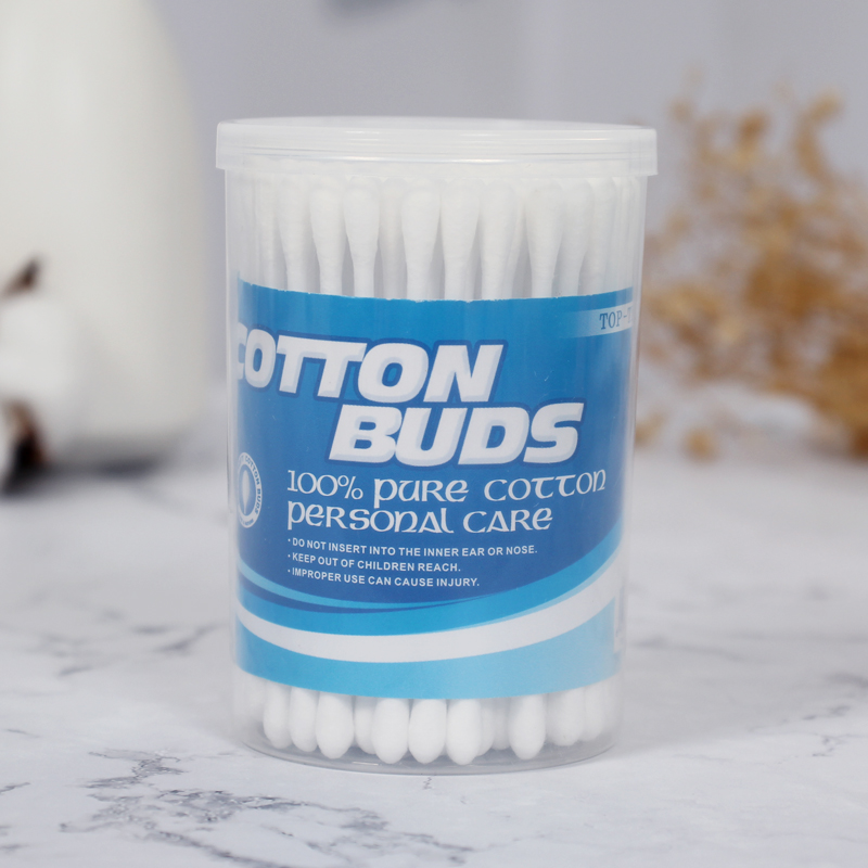 Plastic cotton buds in round monobloc PP canister