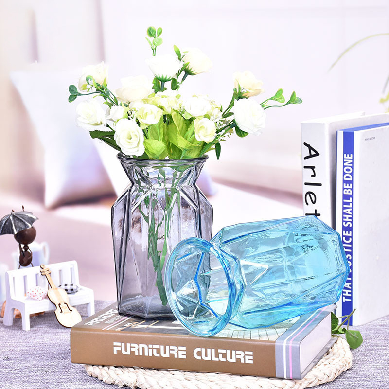 New Origami Glass Vase Colorful European Flower Vase Living Room Decorative Aquatic Flower Arrangement