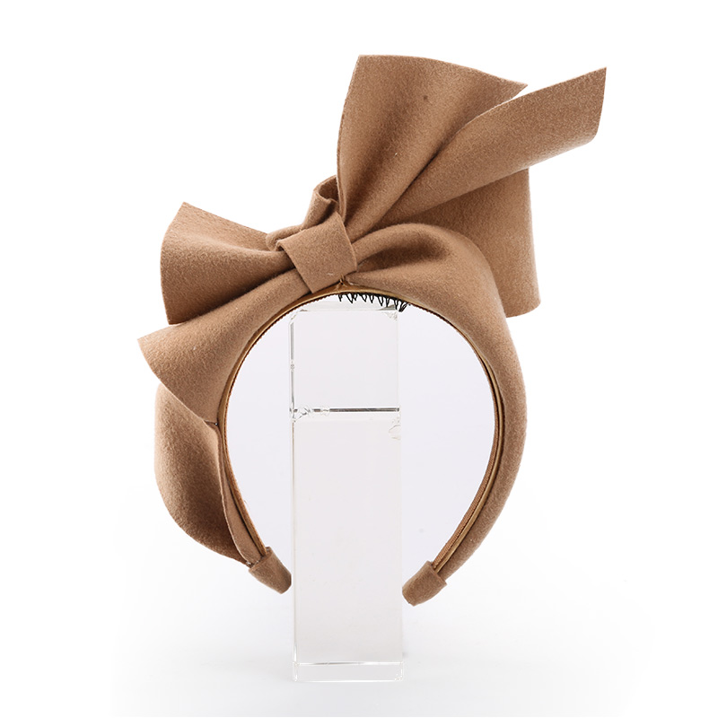 Camel Wool Felt Headband Fascinator with Bow