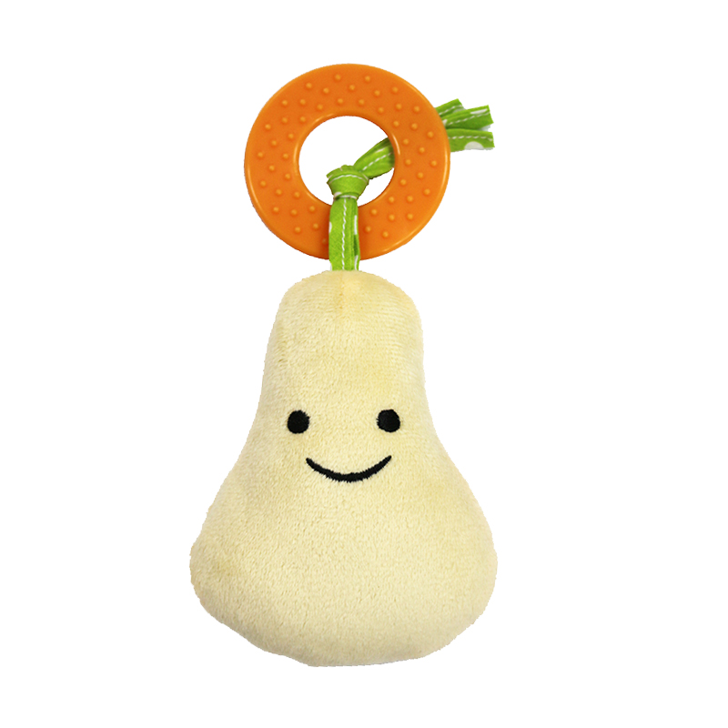 11.5cm Plush Pear with 6cm PE teether BB whistle Dog Pet Toys
