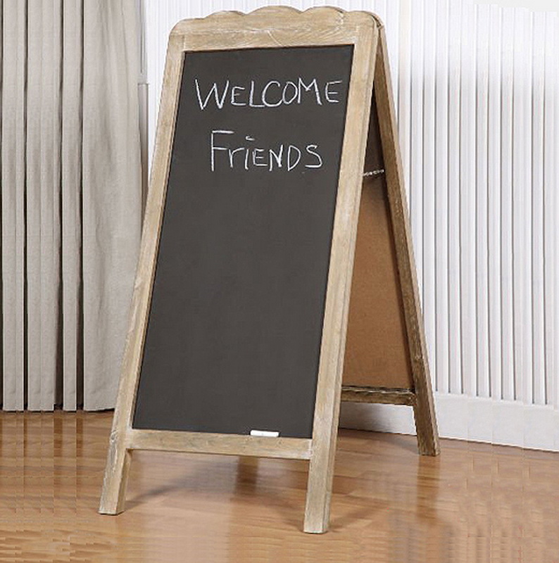 Luckywind Vintage Wooden Chalkboard, Rustic Foldable Wood Black Board, Free Standing Folding 2 Sided Wooden A Frame Blackboard For Sale