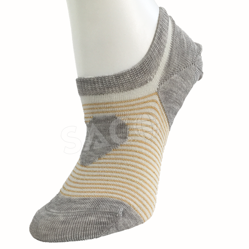Recycled polyester ship socks peach heart gold and silver silk socks