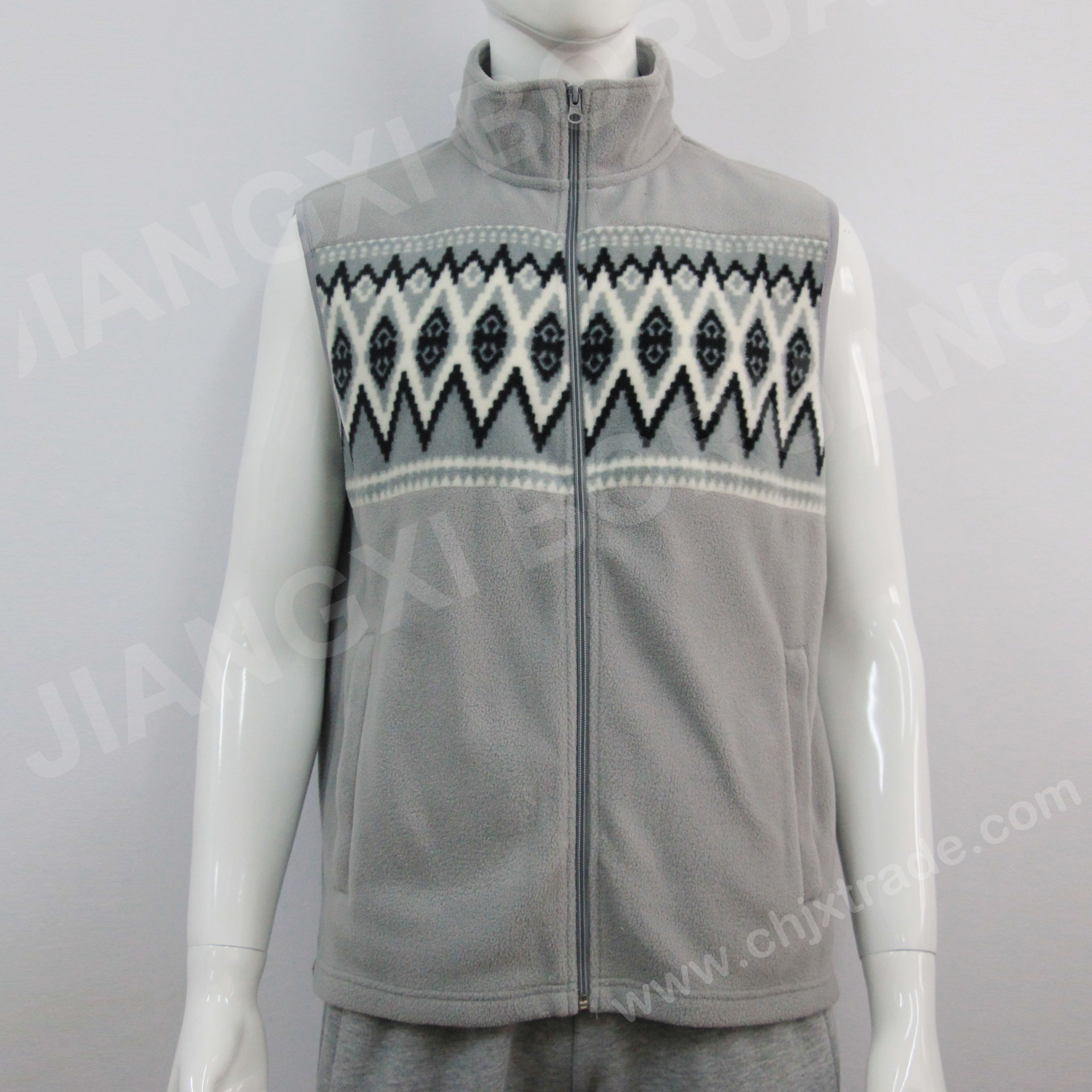 Mens Polar Fleece Zip Sleeveless With Print