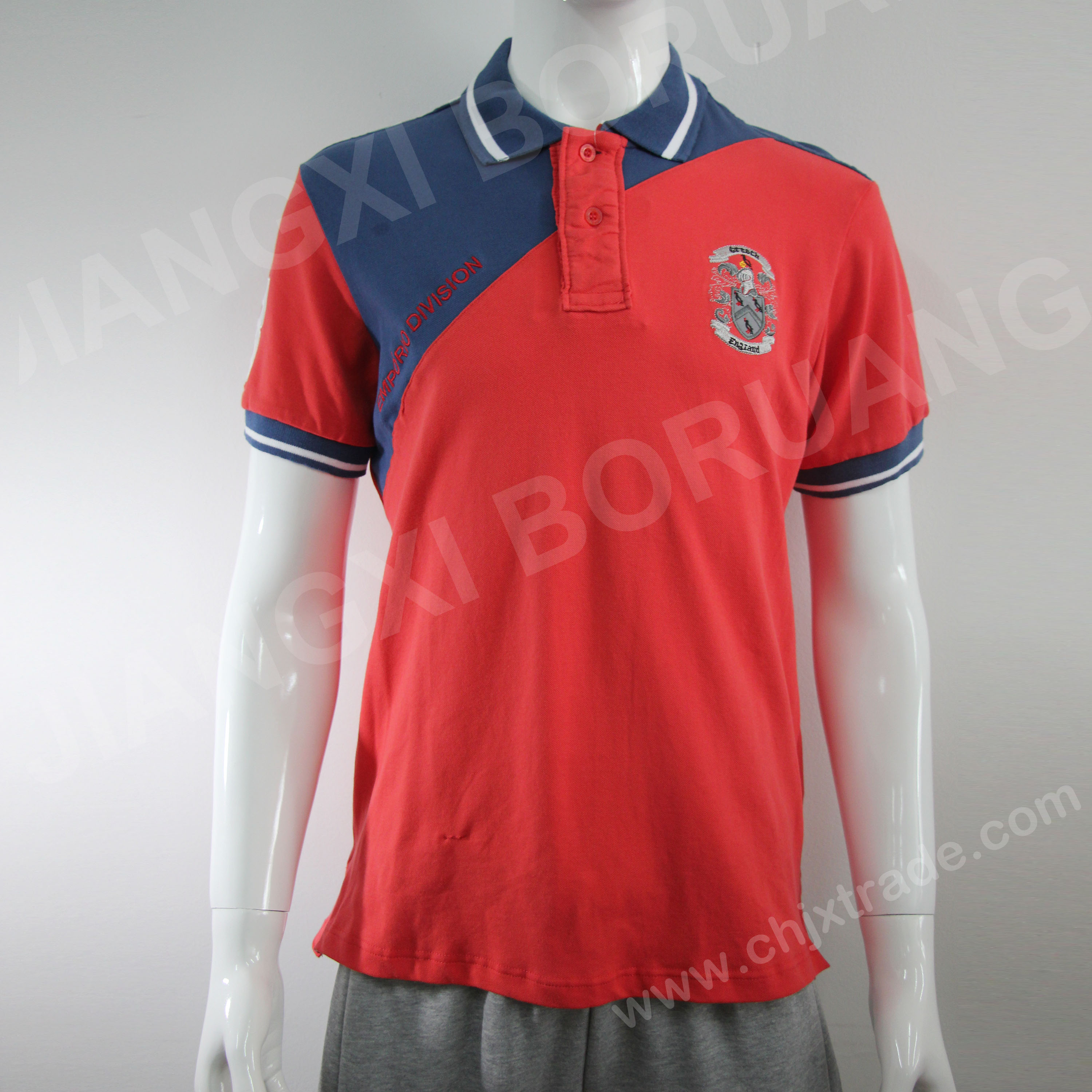Mens Cotton And Spandex Bead Polo Shirt With Embroidery