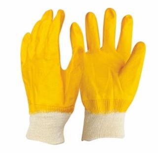 Yellow Cotton interlock nitrile coated gloves