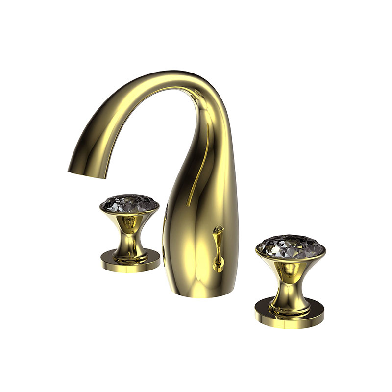 Two Handles 3-hole Basin Mixer (Golden)