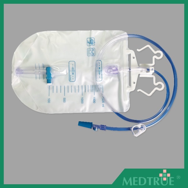 High Quality Disposable 2000ML Cross Valve and Sampling Inlet Valve Urine Bag with Hanger With CE/ISO Certification