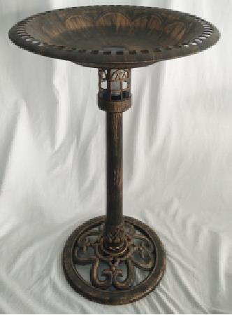 Plastic Bird Bath with Solar Light - Pewter