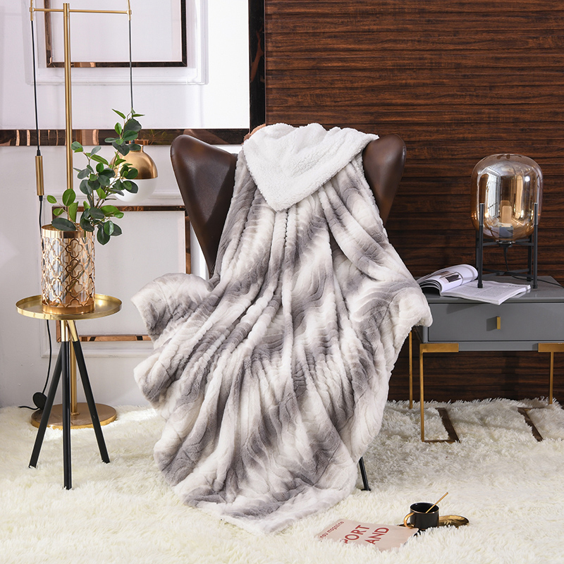 Rabbit fleece with sherpa reverse blanket
