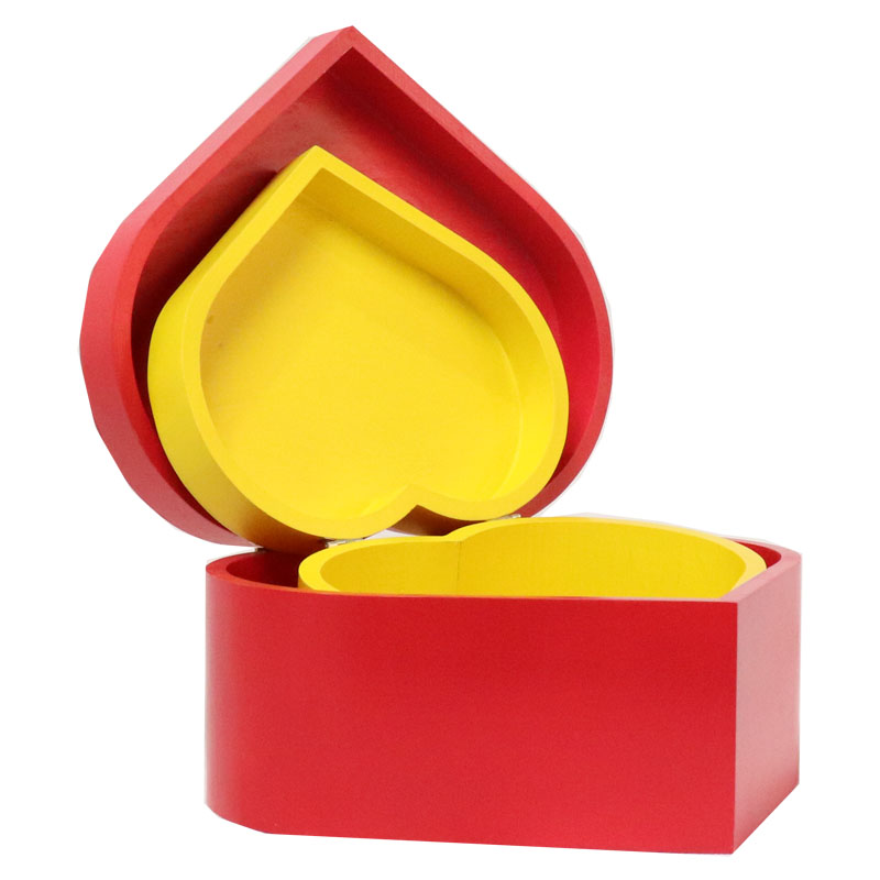 Set of two pcs wooden packing gift box with painting