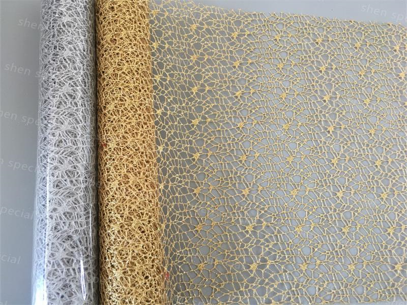 Christmas decoration fabric wrap fabric spider mesh with full glitter