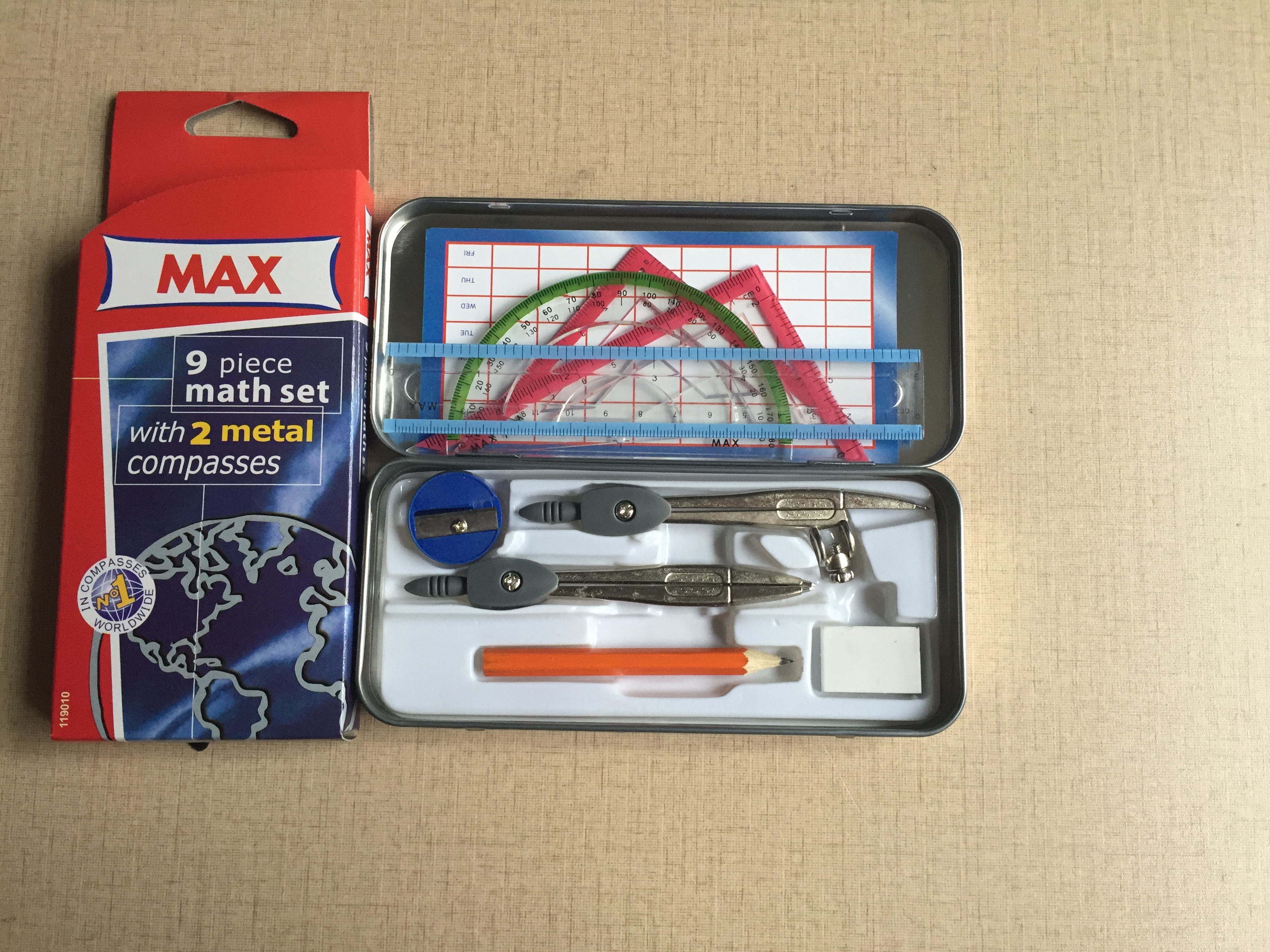 Compass ,ruler, Pencil,eraser ,sharpener Geoemtry Set