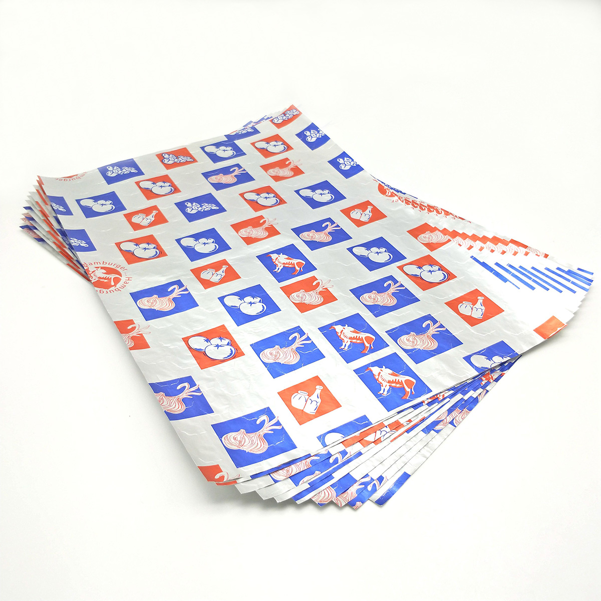 355 x 406 mm / 14"x 16" Disposable Hamburger Sandwich Food Wrap Aluminum Foil Laminated Paper