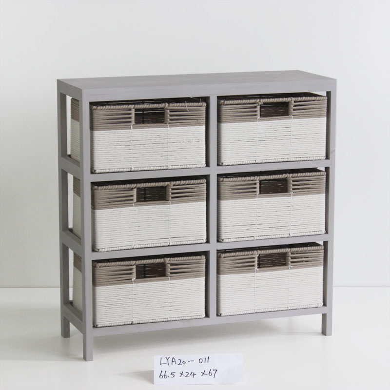 Wood cabinet with 6 basket