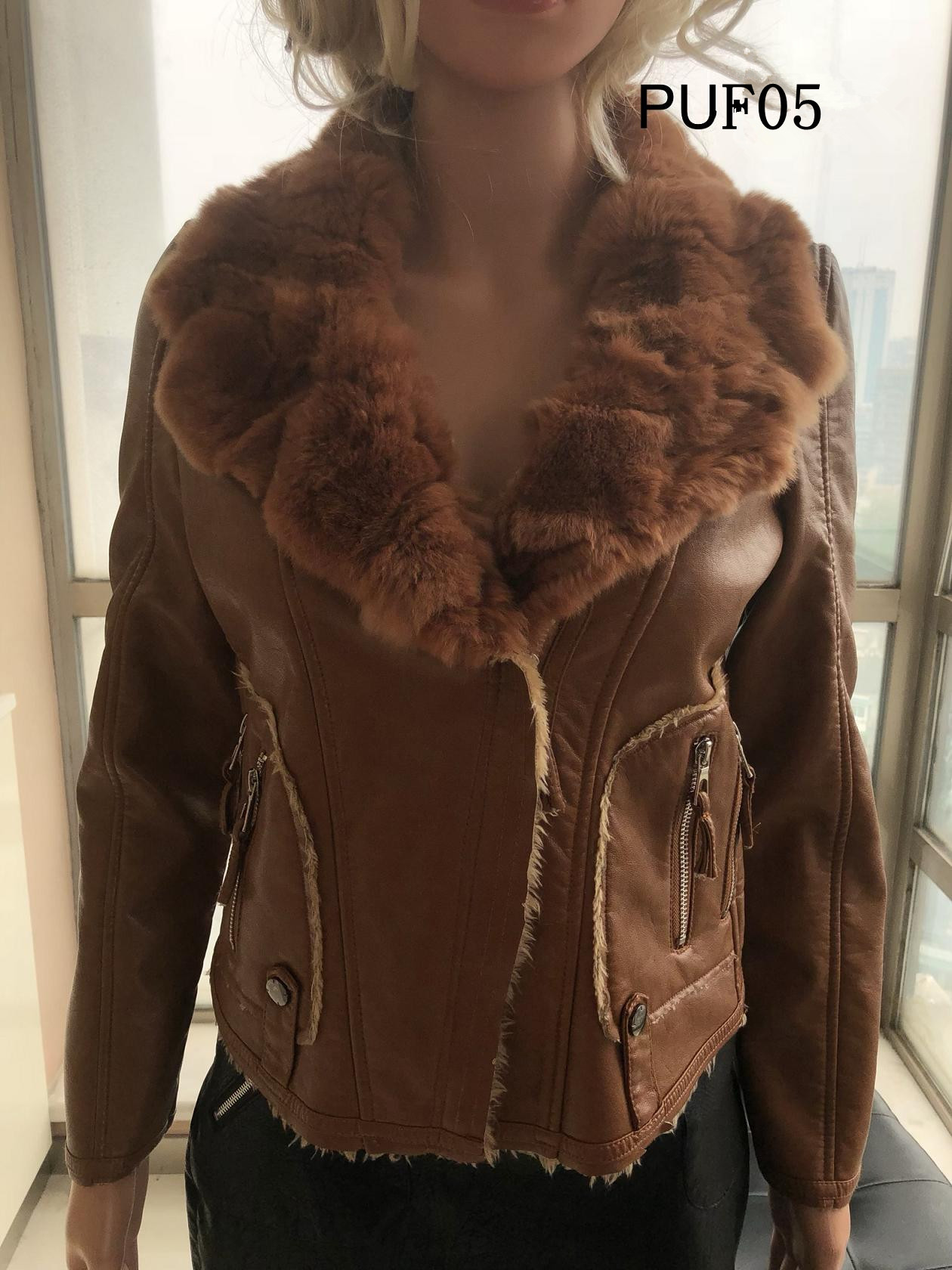 Ladies Print Embroider Pu Jacket
