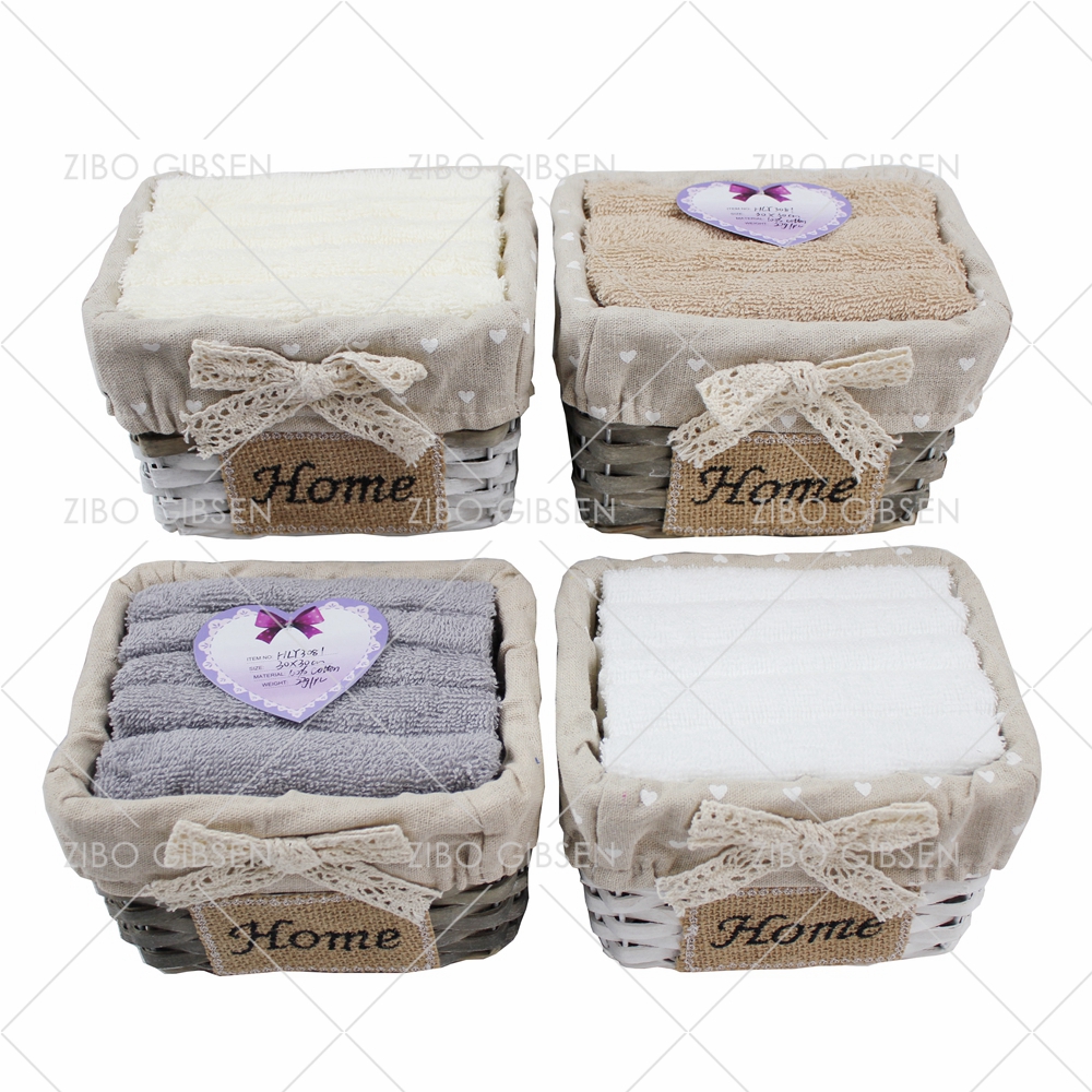 Cotton towel set with basket towel set gift towel set guest towel