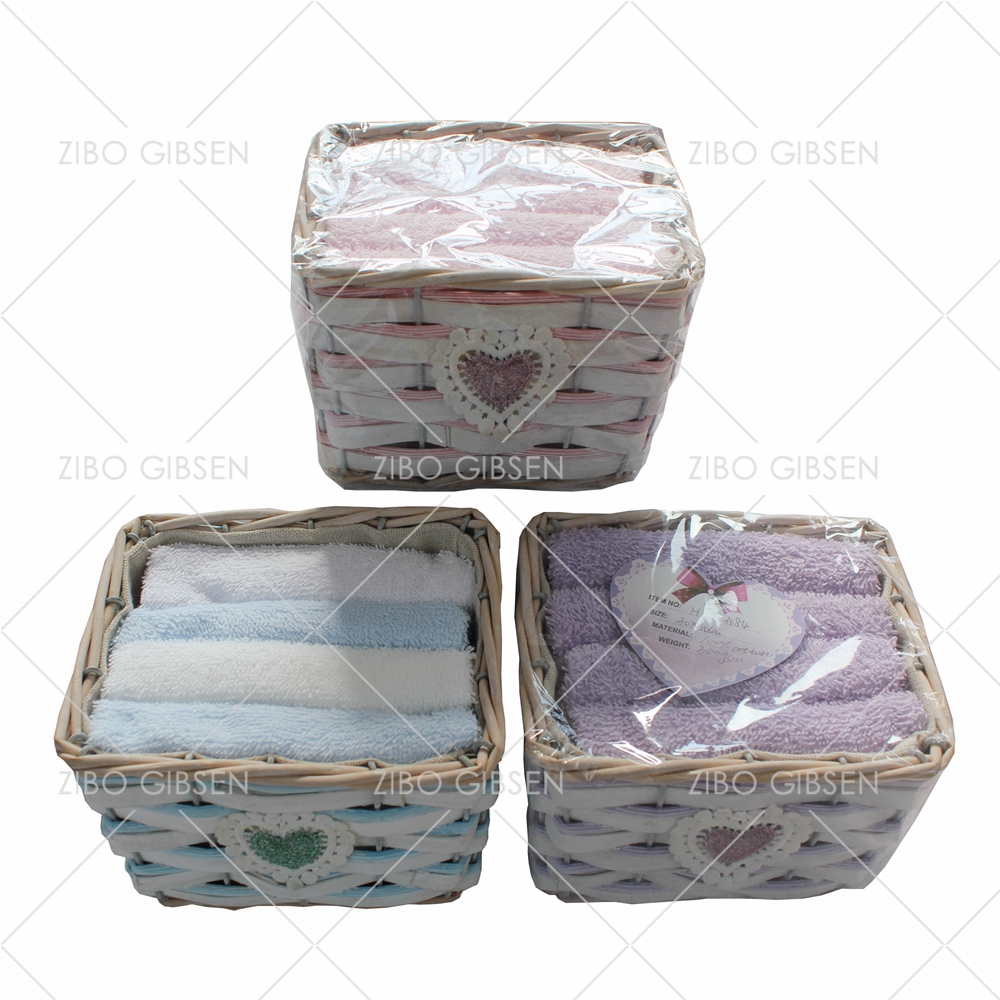 Cotton towel set with basket towel set gift towel set guest towel