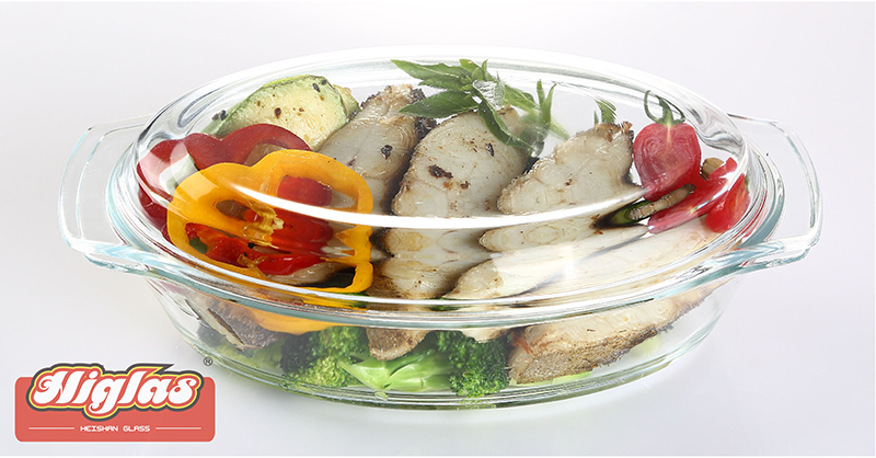 0.7l/1.5l/2l/2.5l Oval Borosilicate Glass Casserole With Lid