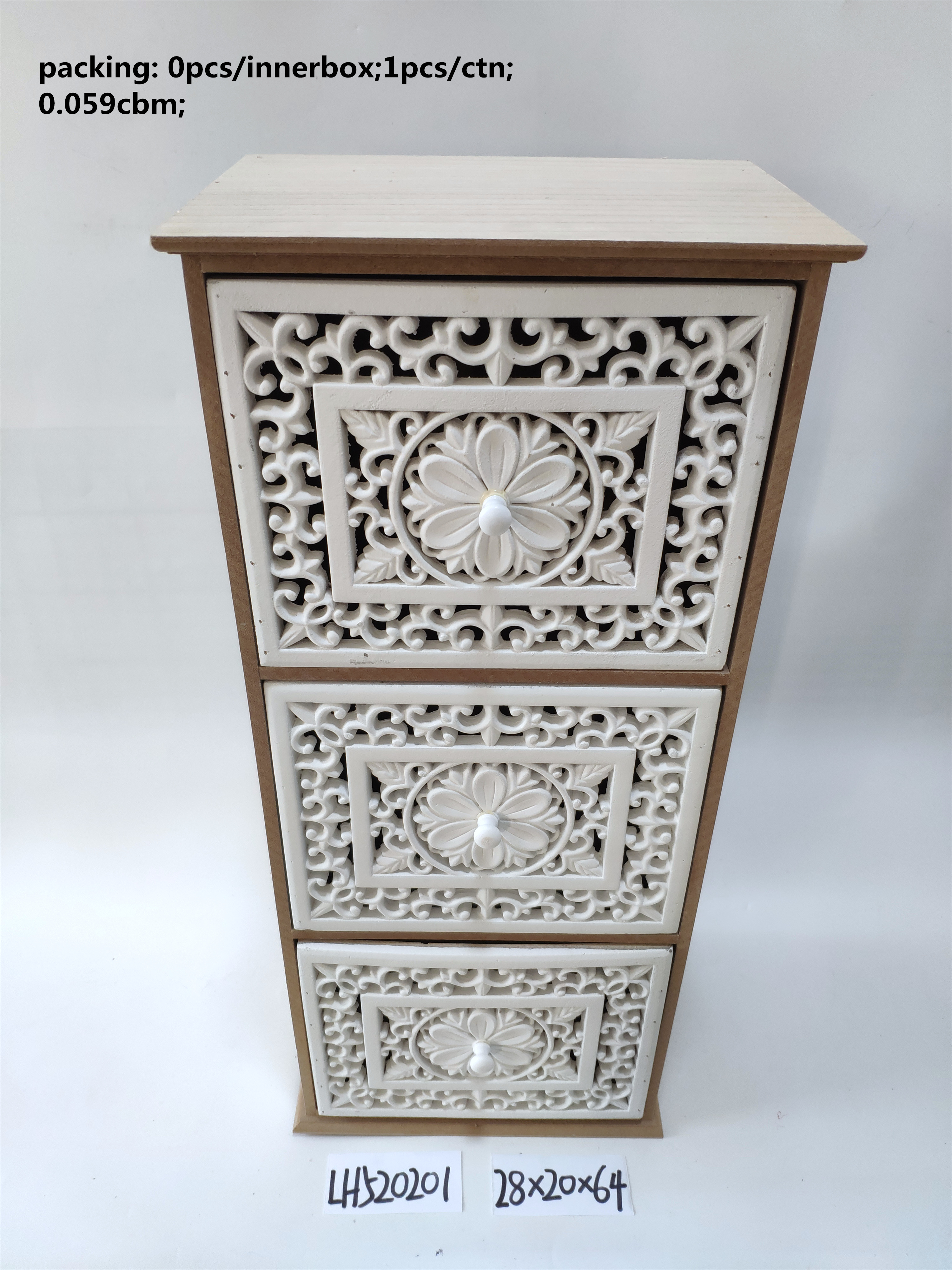 Household MDF pattern retro storage drawer cabinet