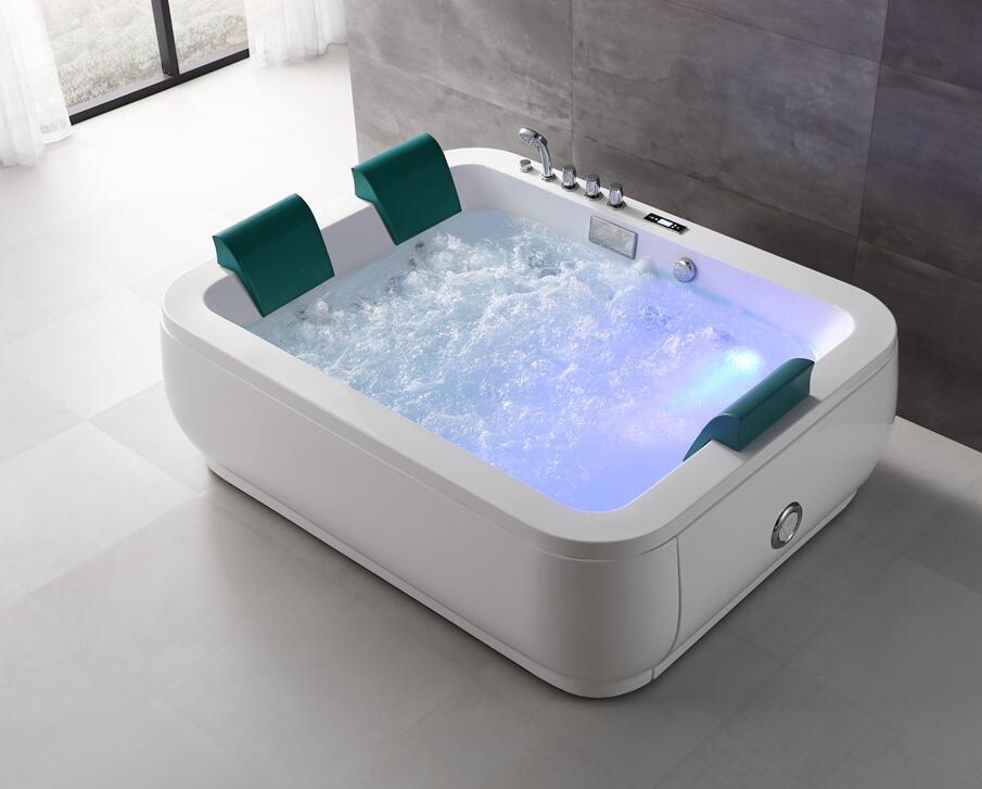 Super size whirlpool Massage Bathtub with bubble and control panel for 3 person